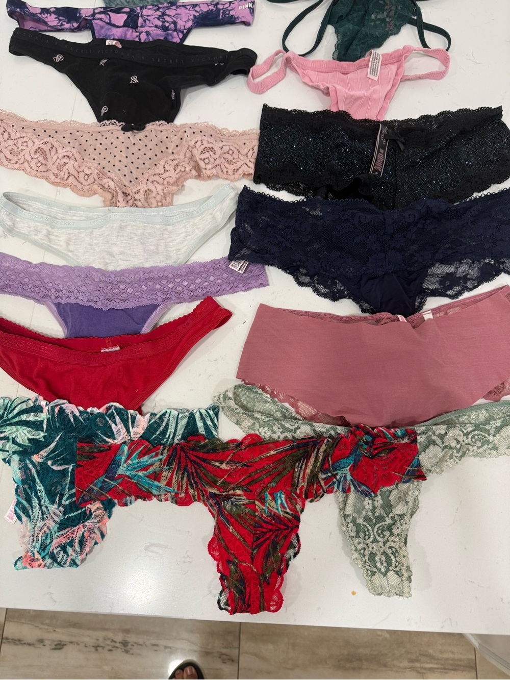 Women’s Lace & Cotton Bikini & Thong Panty Pack - Mixed Colors sizes m used